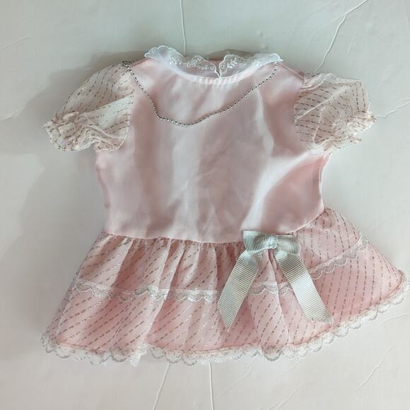 Vintage Other - Vtg 90s Dress Baby Girls Sz 12m Pink Necklace Birthday Party